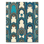Turquoise Orange Arch Medallion Pattern Rug