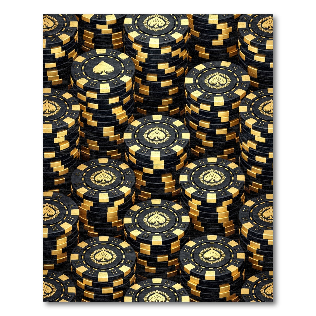 Black and Gold Spades Poker Chip Rug