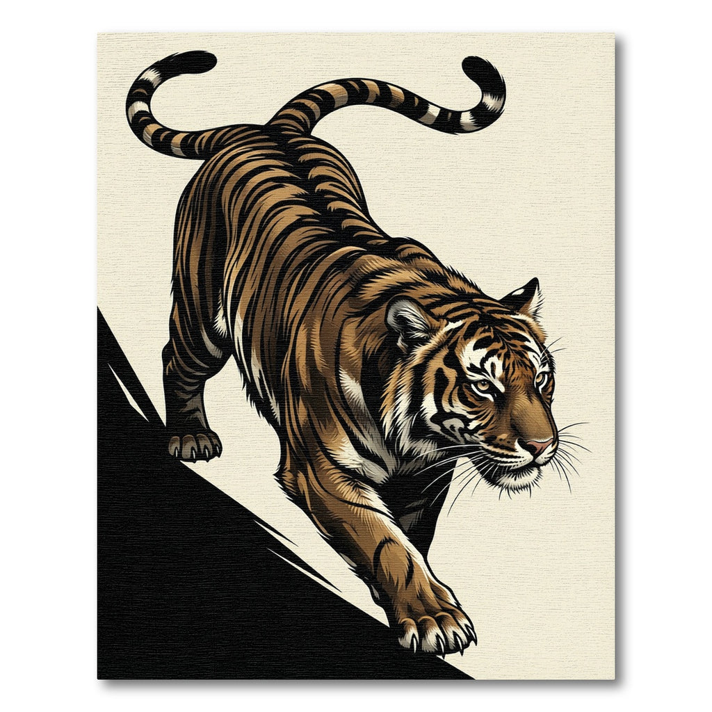 Brown Tiger Stalking Dark Shadow Rug