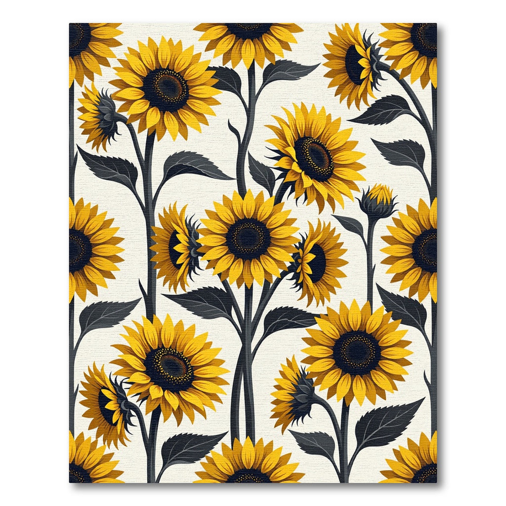 Radiant Golden Sunflower Botanical Illustration Rug