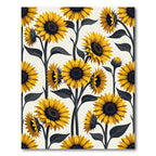 Radiant Golden Sunflower Botanical Illustration Rug