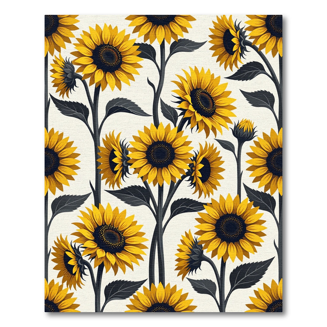 Radiant Golden Sunflower Botanical Illustration Rug