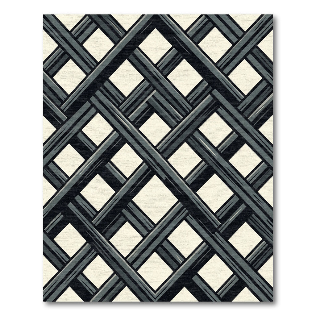 Dark Gray Lattice Diamond Weave Rug
