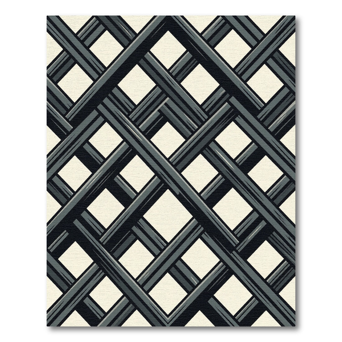 Dark Gray Lattice Diamond Weave Rug