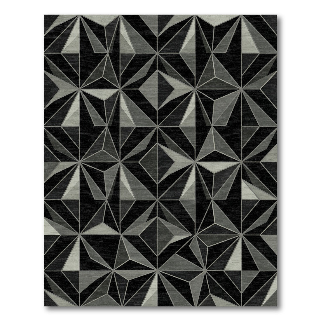 Modern Gray Geometric Starburst Rug