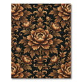 Elegant Bronze Peony Scroll Wallpaper Rug