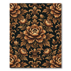 Elegant Bronze Peony Scroll Wallpaper Rug