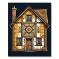 Amber Orange Floral Architectural Tile Rug