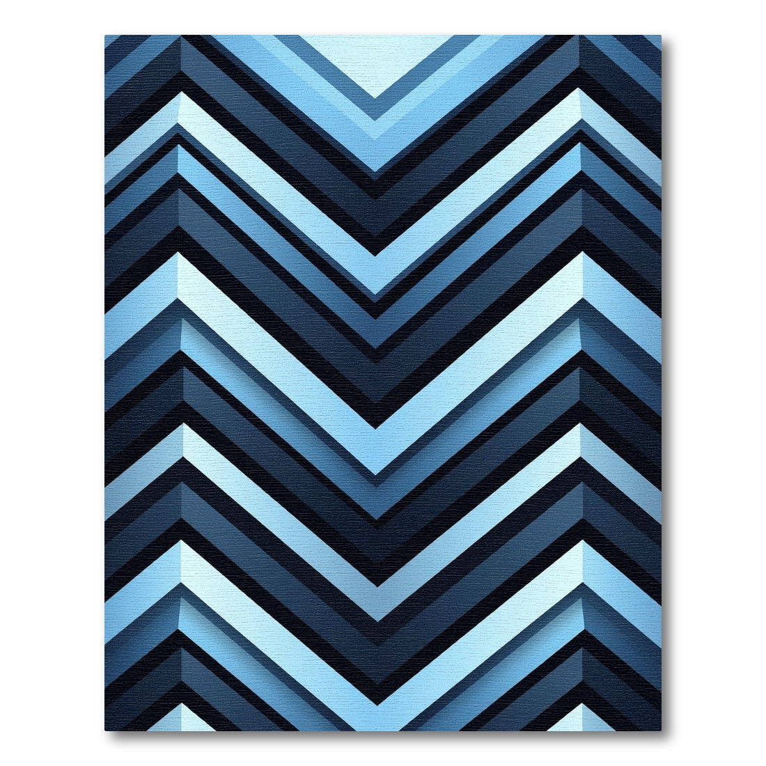 Deep Blue Angled Chevron Abstract Rug