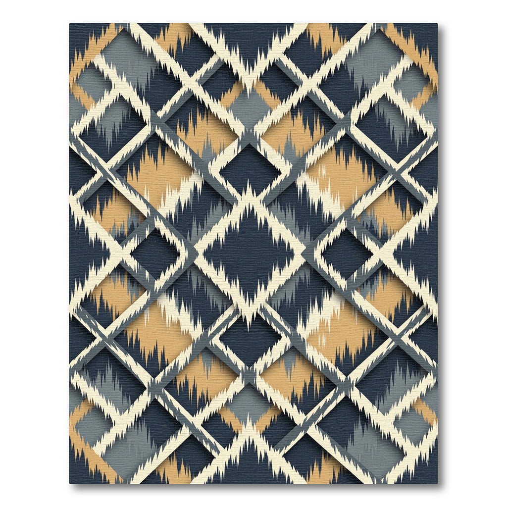 Navy Golden Diamond Lattice Rug