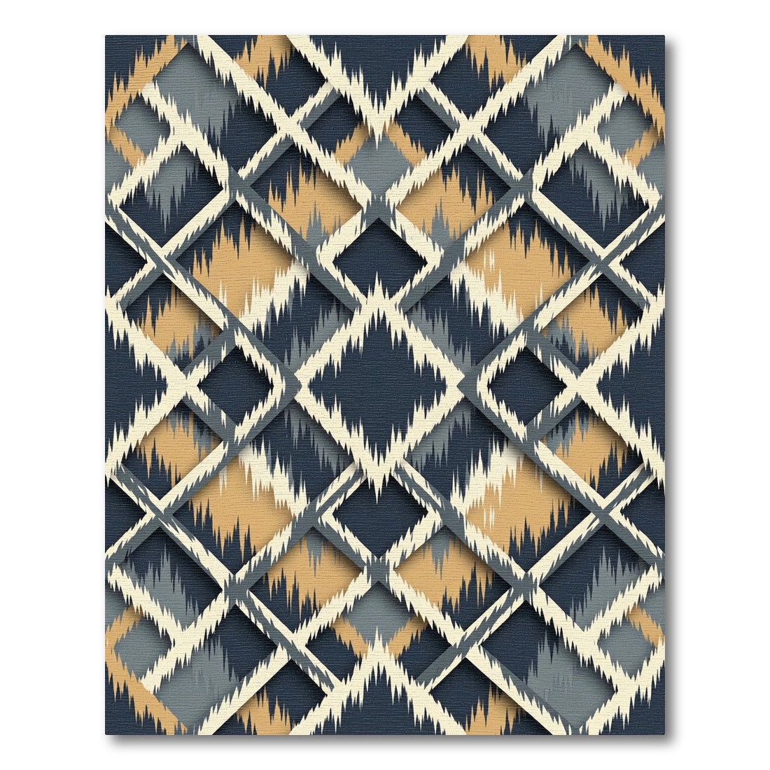 Navy Golden Diamond Lattice Rug