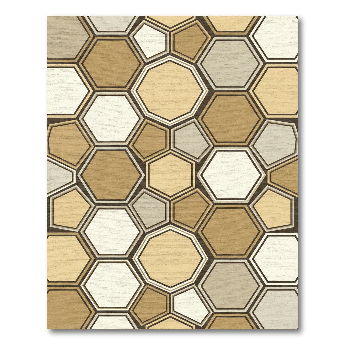 Contemporary Earth Tone Geometric Hexagon Rug