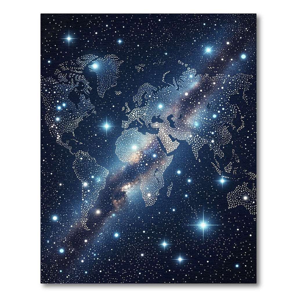 Cosmic World Map Galaxy Stars Rug