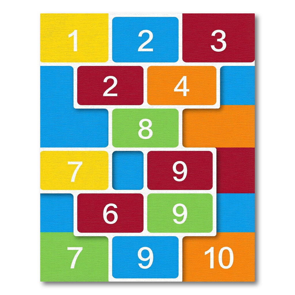 Colorful Geometric Number Grid Area Rug