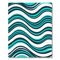 Modern Teal and Navy Wavy Lines Rug