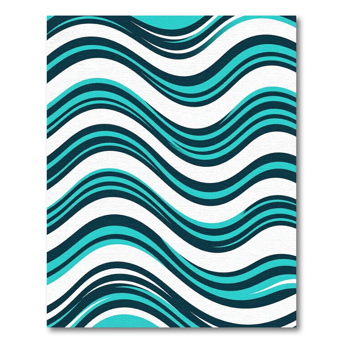Modern Teal and Navy Wavy Lines Rug