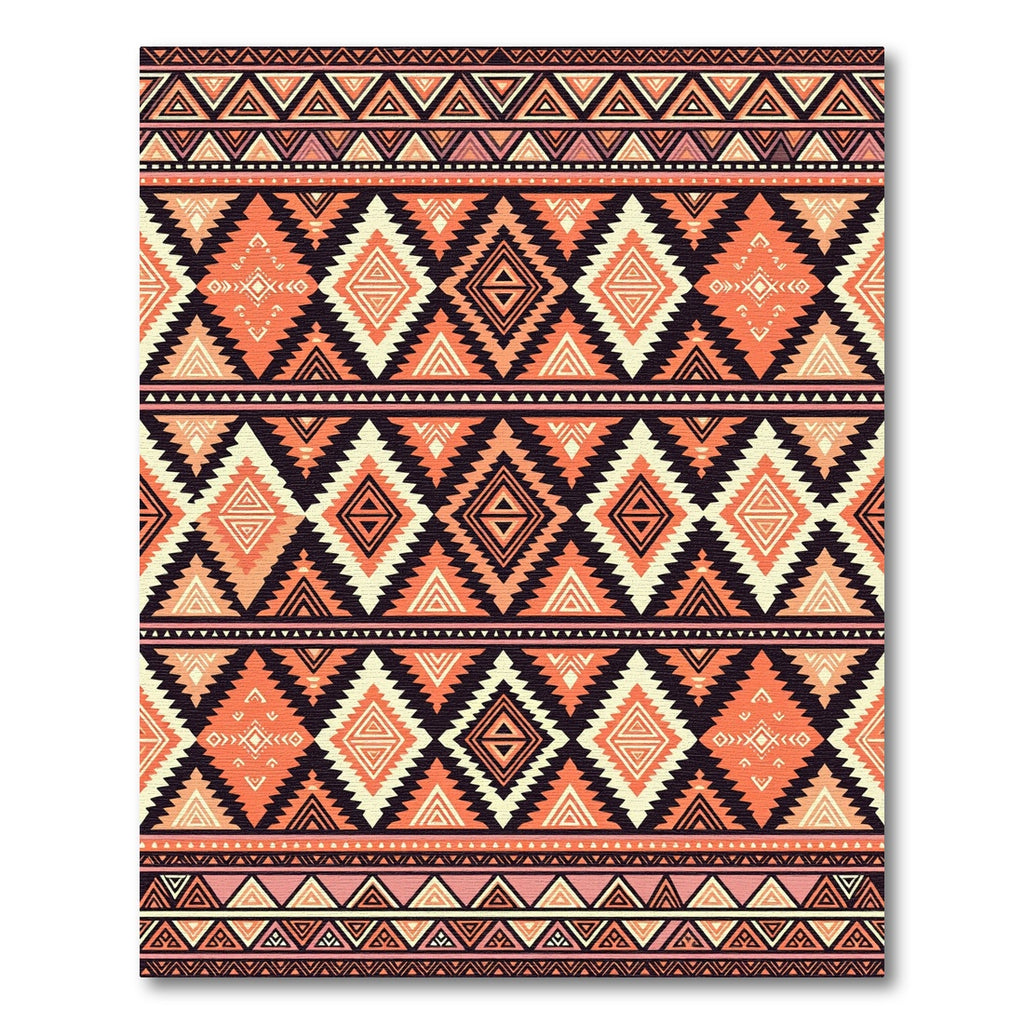 Earthy Sunset Geometric Tribal Diamond Rug
