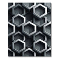 Metallic Silver Three Dimensional Hexagon Geometric Rug