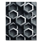 Metallic Silver Three Dimensional Hexagon Geometric Rug
