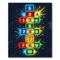 Neon Geometric Hopscotch Numerical Grid Rug