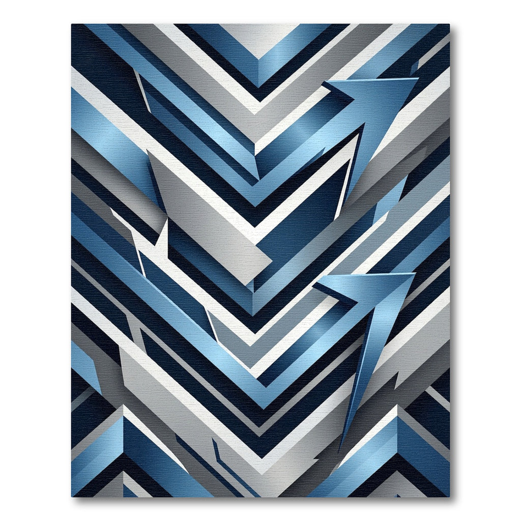 Modern Blue Geometric Chevron Rug