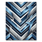 Modern Blue Geometric Chevron Rug