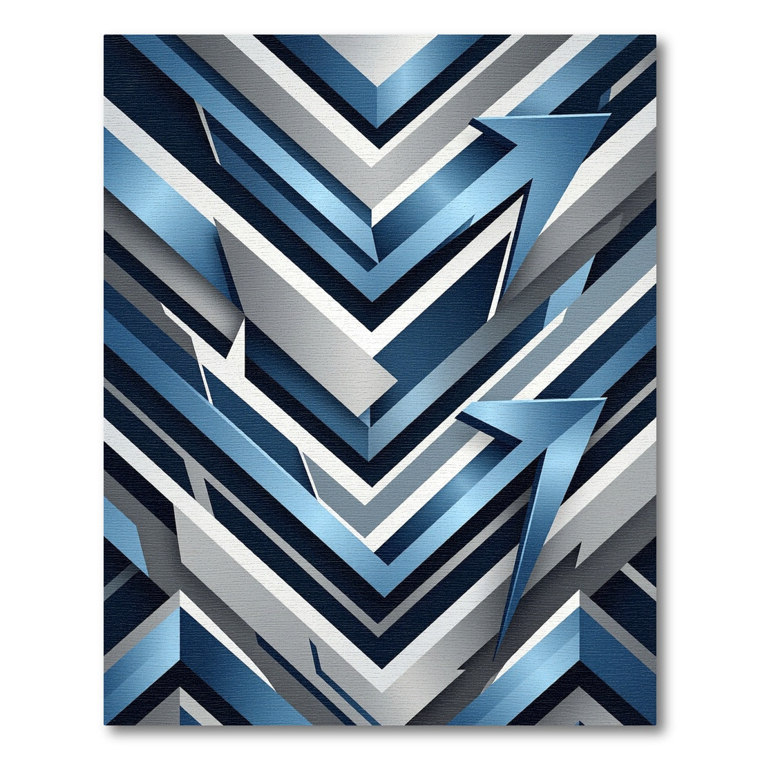 Modern Blue Geometric Chevron Rug