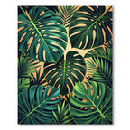 Lush Tropical Monstera Palm Leaves Rug