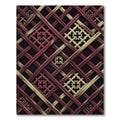 Lattice Burgundy and Gold Geometric Grid Rug
