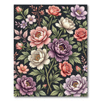 Vintage Pink Purple Peony Rose Floral Rug