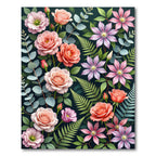 Coral Pink Rose Garden Floral Rug
