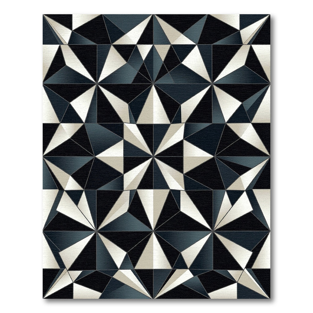 Monochromatic Geometric Black White Triangles Rug