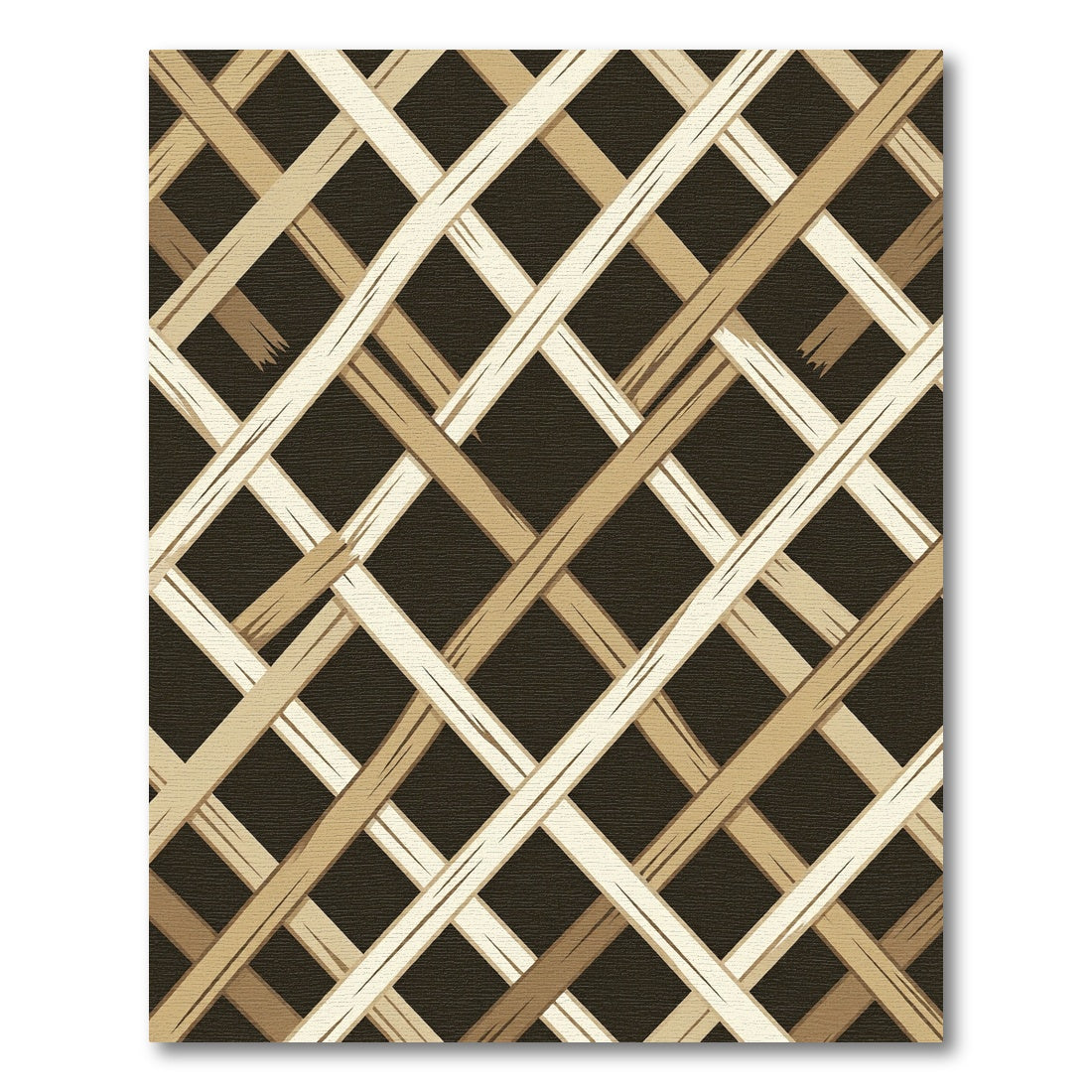Warm Beige Woven Lattice Rug