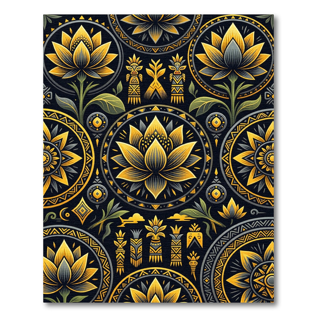 Golden Lotus Sacred Geometry Medallion Floor Art Rug