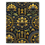 Golden Lotus Sacred Geometry Medallion Floor Art Rug