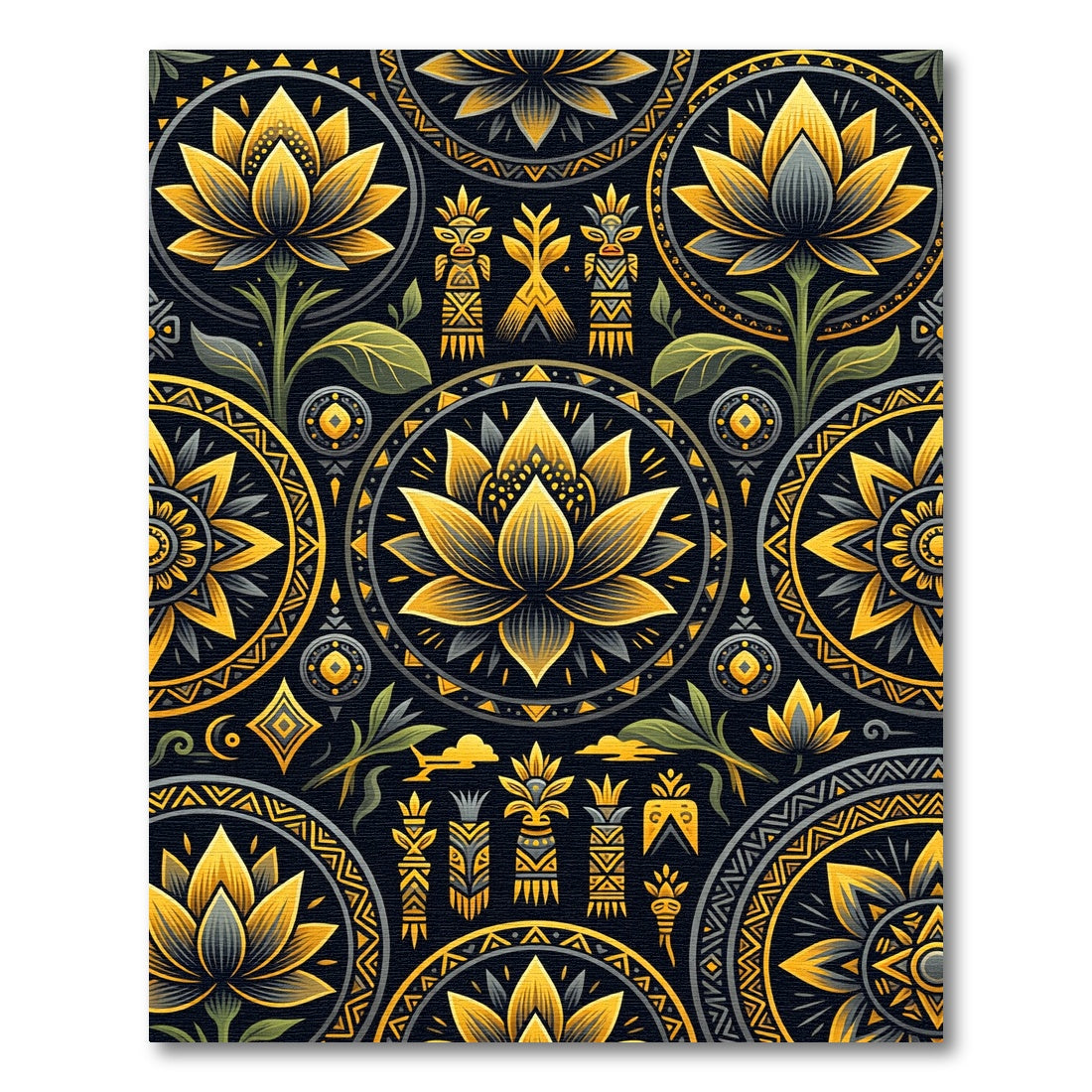 Golden Lotus Sacred Geometry Medallion Floor Art Rug