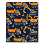 Vibrant Yellow Construction Vehicle Fleet Rug
