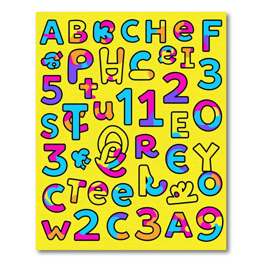 Vibrant Playful Alphabet Numbers Mix Rug