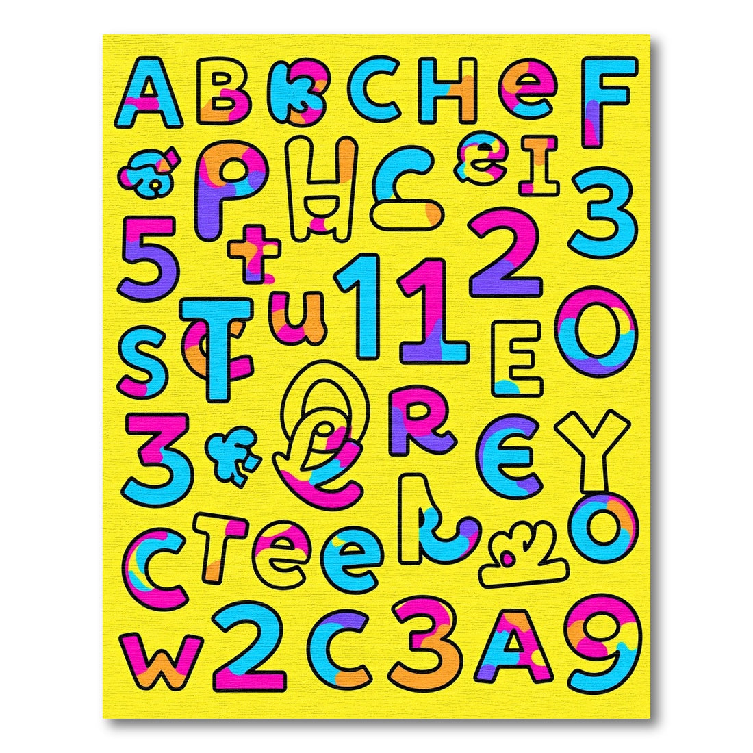 Vibrant Playful Alphabet Numbers Mix Rug