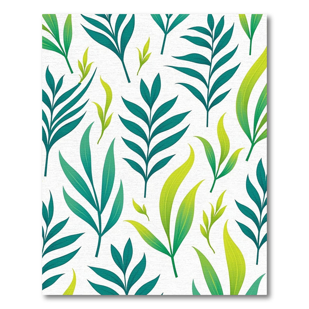 Teal Leafy Branch Gradient Rug