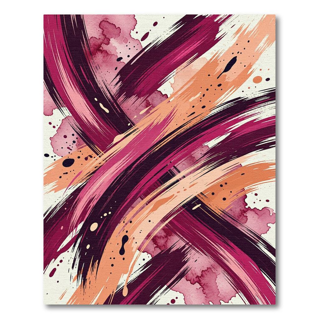 Crimson Peach Splash Brush strokes Rug