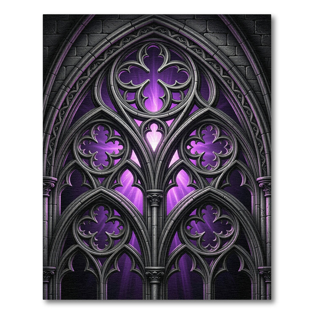 Gothic Violet Cathedral Archway Stone Rug