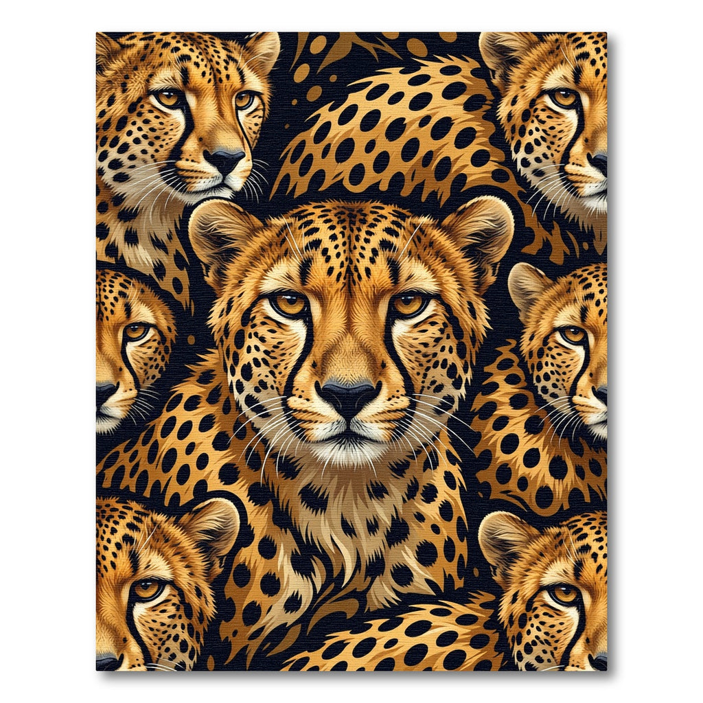 Vivid Golden African Cheetah Face Repeat Rug