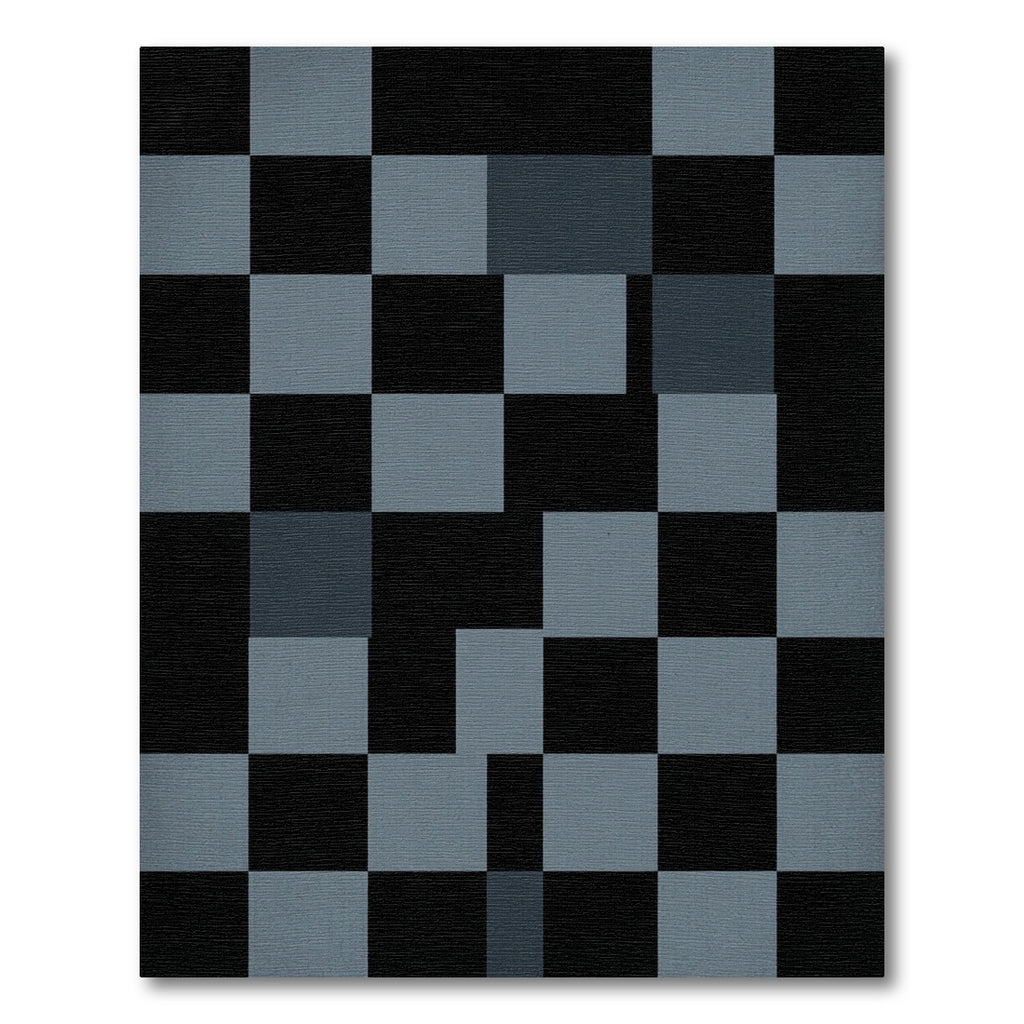 Modern Charcoal and Slate Geometric Grid Rug