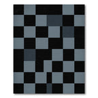 Modern Charcoal and Slate Geometric Grid Rug