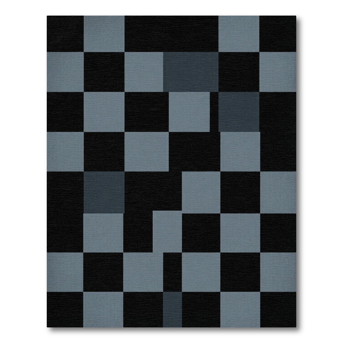 Modern Charcoal and Slate Geometric Grid Rug