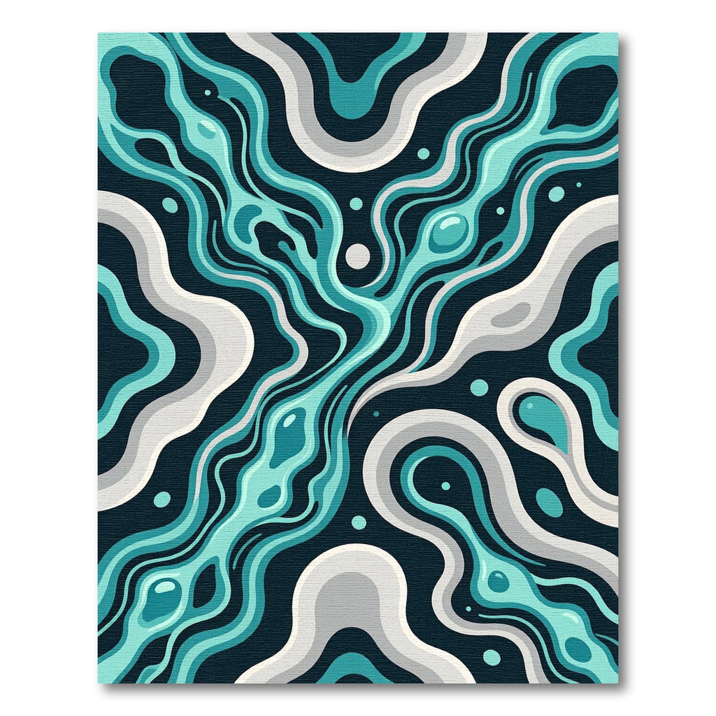 Teal Aqua Swirling Fluid Abstract Rug