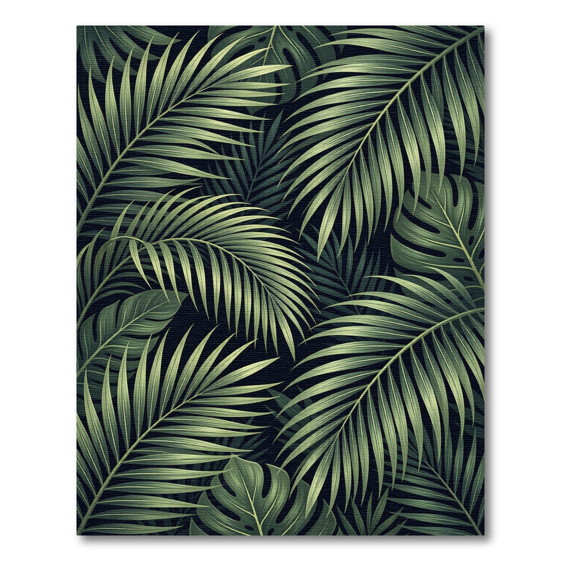 Verdant Palm Frond Dark Ambient Rug