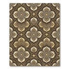 Ornate Bronze Damask Quadrifolium Scroll Rug