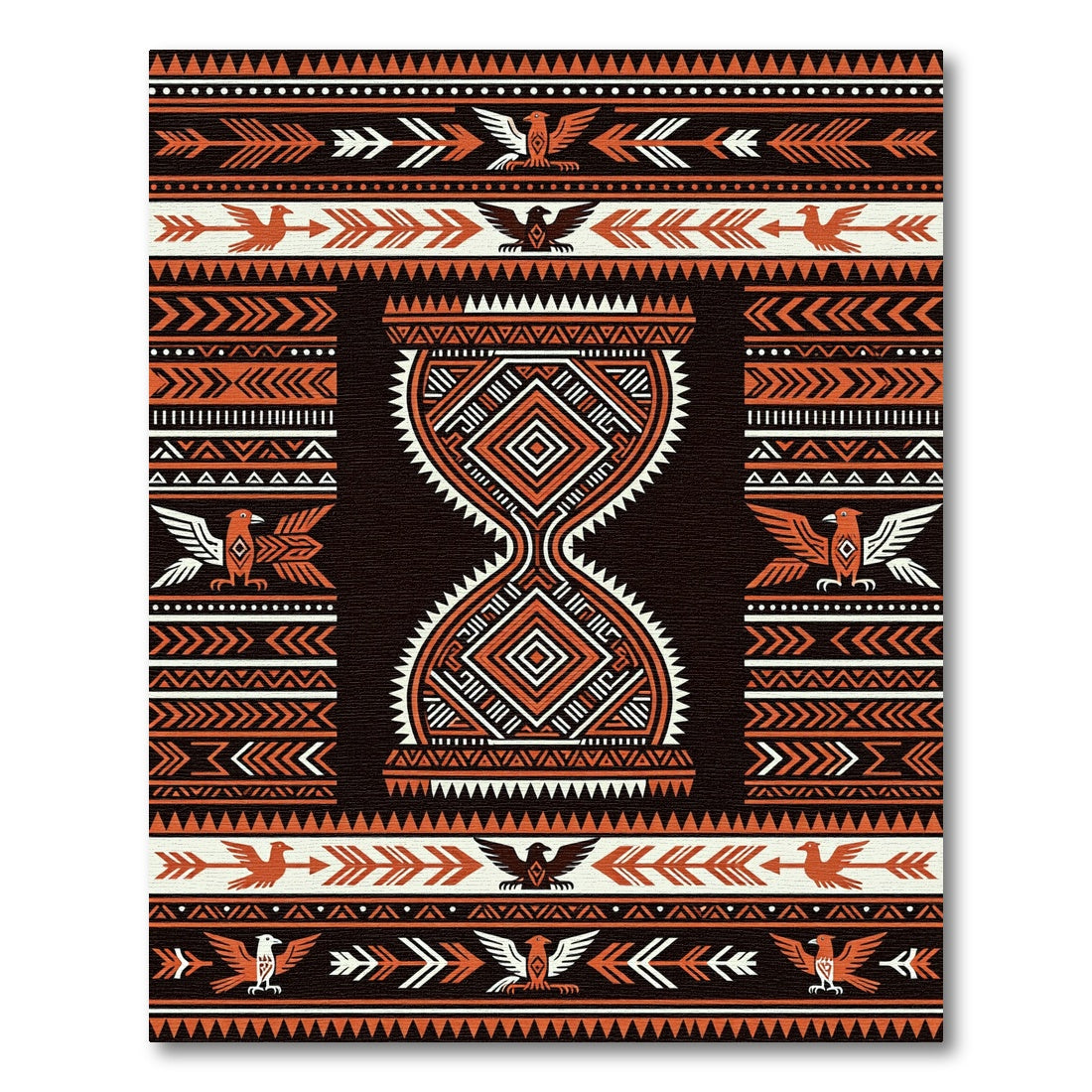 Earthy Geometric Southwest Eagle Diamond Rug